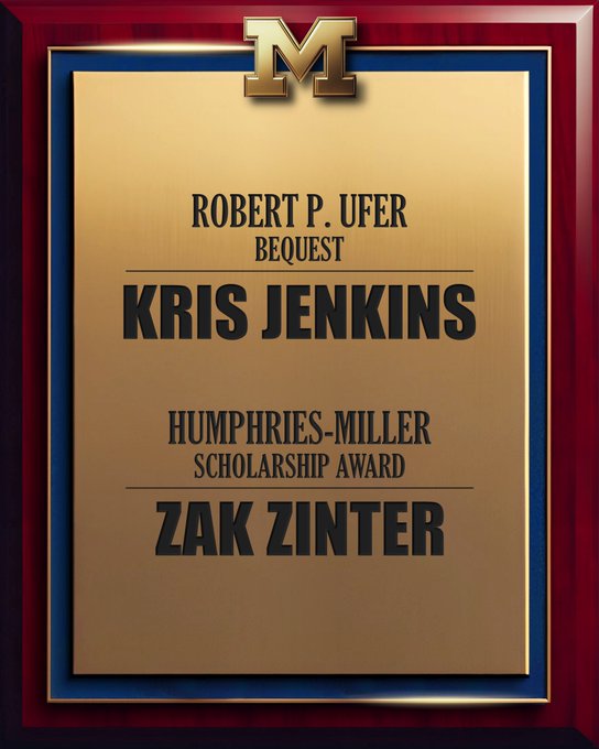 Robert P. Ufer Bequest: Kris Jenkins Humphries-Miller Scholarship Award: Zak Zinter