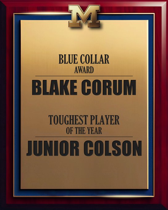 Blue Collar Award: Blake Corum Toughest Player of the Year: Junior Colson