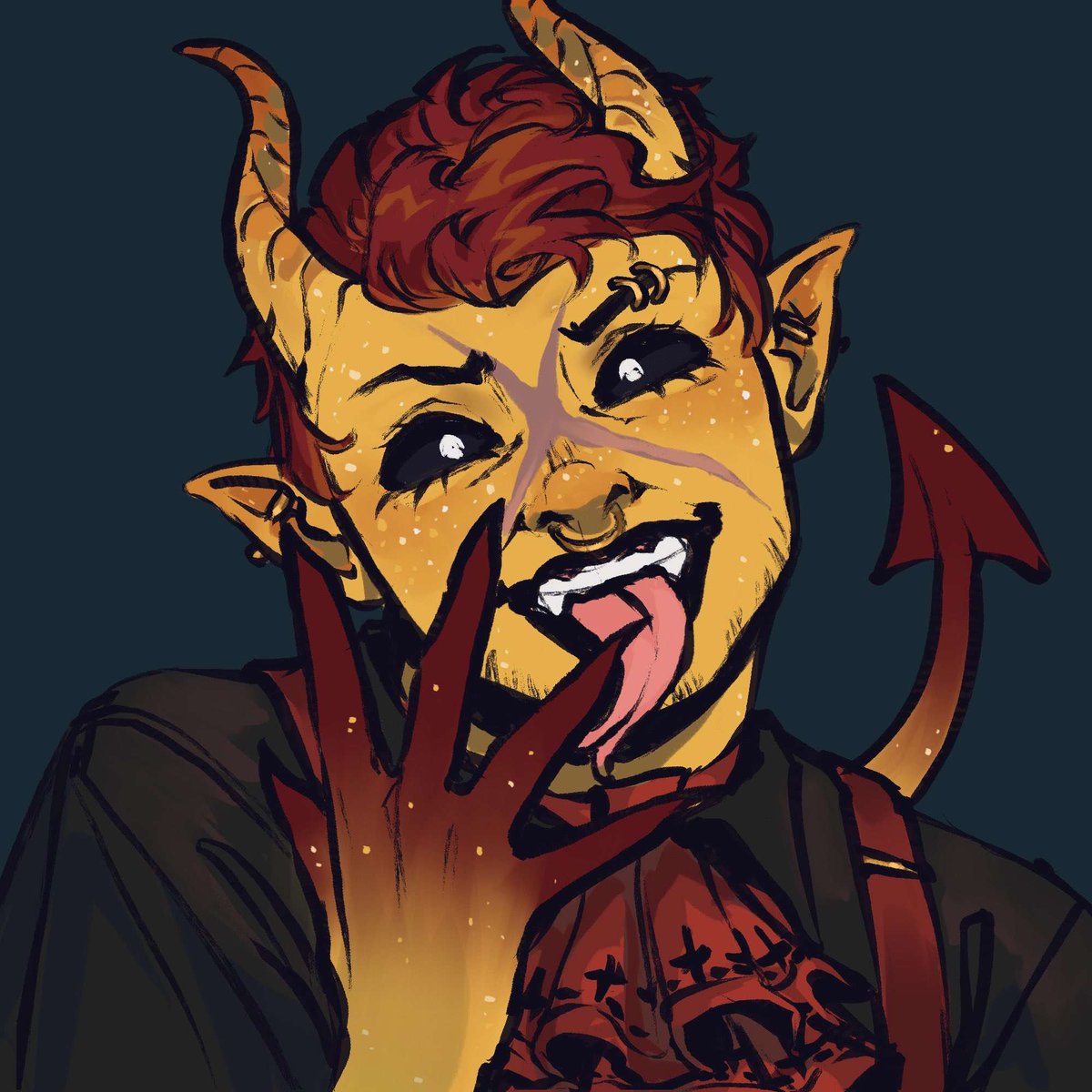ReadySetInit's tweet photo. Meet the characters!!

The Nameless (He/They) played by @jesterly_ 
This tiefling is a warlock of Delirium.

Art by the lovely @SoupIGuess https://t.co/uwH840AGKi
