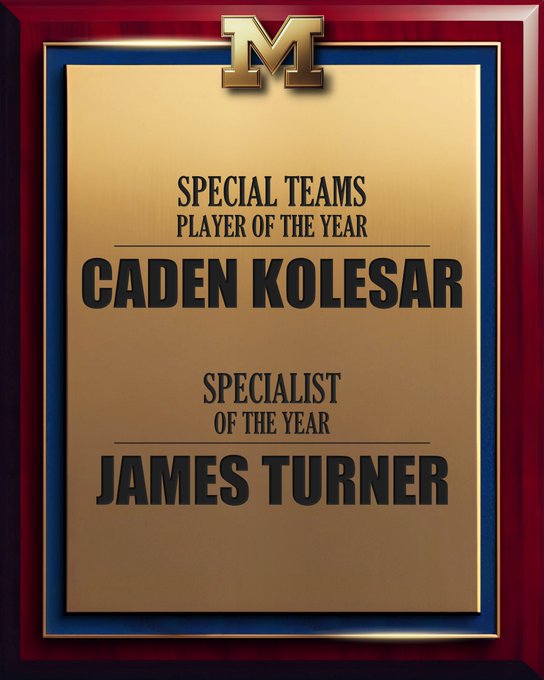 Special Teams Player of the Year: Caden Kolesar Specialist of the Year: James Turner