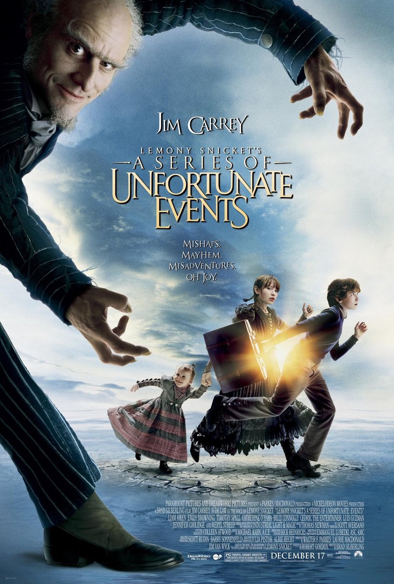 🎬MOVIE HISTORY: 19 years ago today, December 17, 2004, the movie ‘Lemony Snicket’s A Series of Unfortunate Events’ opened in theaters!

@JimCarrey #LiamAiken #EmilyBrowning #JudeLaw #TimothySpall #BillyConnolly #MerylStreep #CatherineOHara @IamLuisGuzman @CraigyFerg