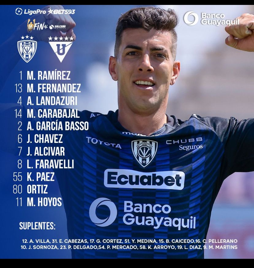 Estamos listos para contarte todo de la Final <a href="/LDU_Oficial/">LDU Oficial</a> 🆚 <a href="/IDV_EC/">Independiente del Valle</a>
🏟️ Rodrigo Paz Delgado
📻 <a href="/magicafmecuador/">Maggica Fm Ecuador</a> 92. 1FM