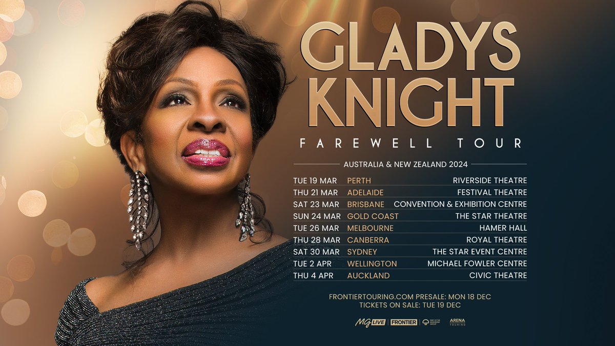 PRESALE ON TODAY 💜 The Frontier Member presale for @MsGladysKnight is running from 10am local time for 24 hours! 🎫 frontiertouring.com/gladysknight Sign up for early ticket access → frontiertouring.com/signup