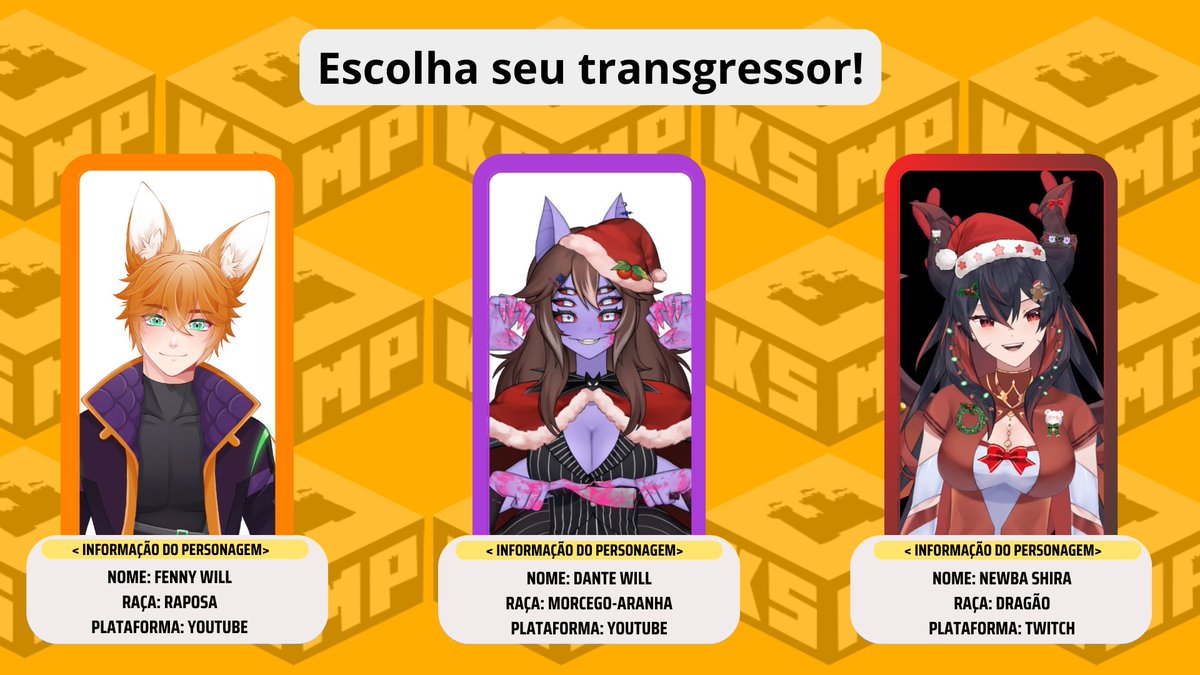 KSMPOficial's tweet photo. Sem mistérios, sem charadas, apenas recompensa comemorativa tendo em mente o final de ano!

Deem boas vindas aos transgressores @thedantewill @Fenny_will e @newbaShira !

Sua chegada está prevista para o dia 22/12, marquem a data em seus pergaminhos e lembrem de conferir as visões de cada um  :3

#KingdomSMP #KSMP #Vtuber #VtuberBR