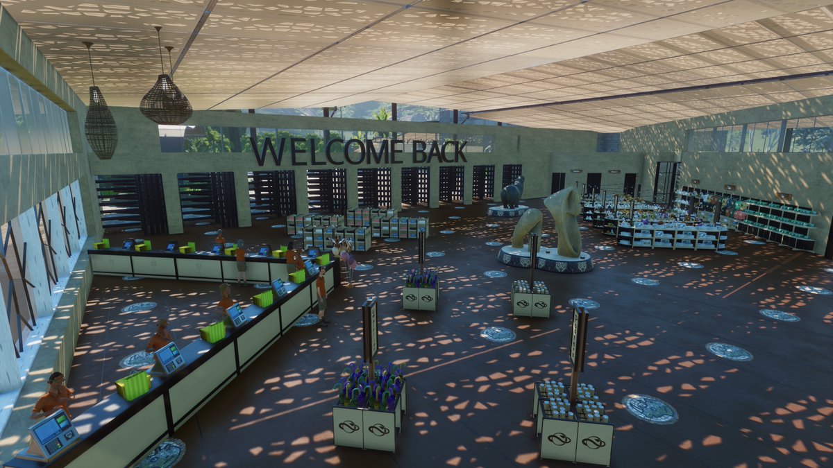 Entrance area slowly getting there. Now added the zoo exit through the shop 🤩#planetzoo