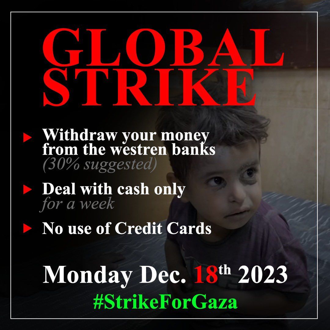 TruthUnravl's tweet image. We&apos;ll be avoiding using credit cards for a week, starting from tomorrow, to put more pressure on the governments to stop the genocide in Gaza.
#StrikeForGaza
#FightMoneyWithMoney