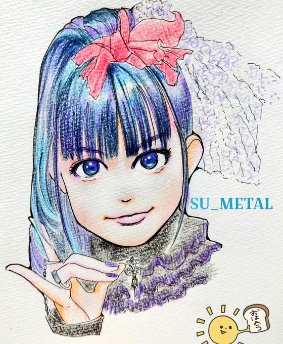 おはすぅちゃんすぅ誕祭に向けて…過去絵のSUMETALいつも心にBABYMETAL#babymetal_fanart #アナログイラスト 