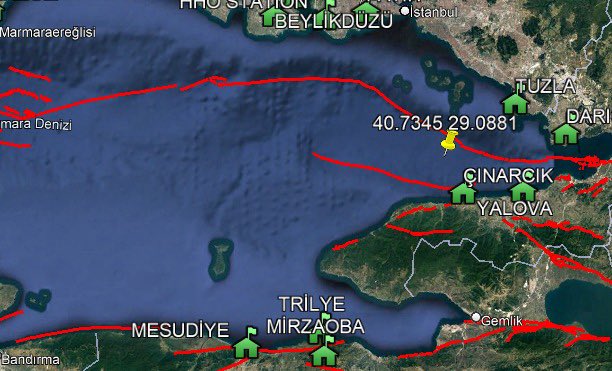DEPREM!  17/12/2023 23:53:52 tarih ve saatinde  CINARCIK (YALOVA) bölgesinde 4.2 büyüklüğünde deprem meydana gelmiştir. 
Kaynak:KANDİLLİ