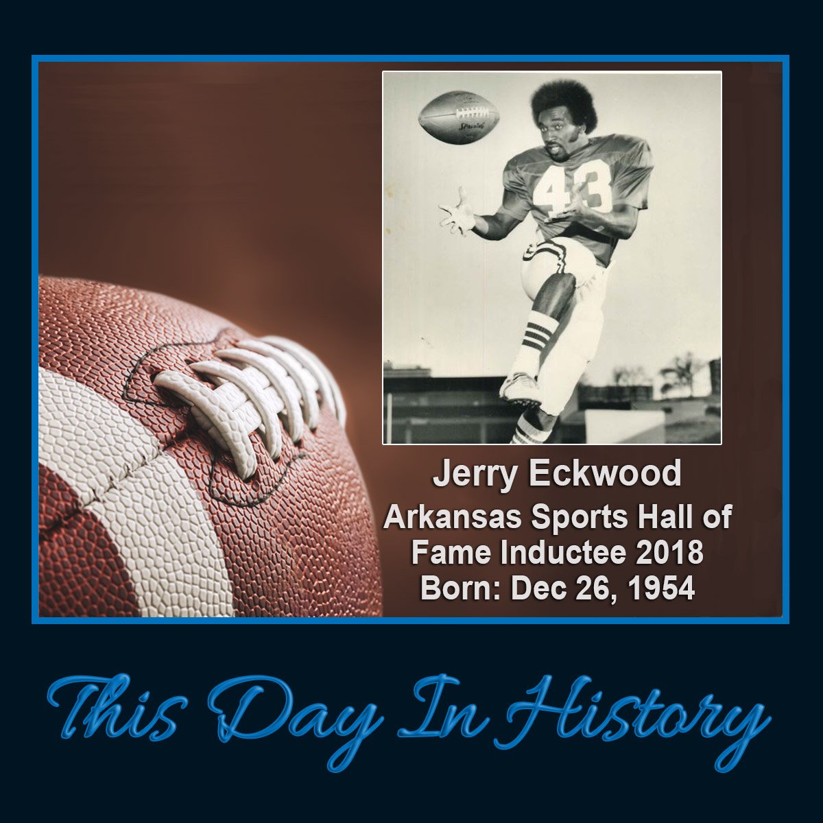 Jerry lettered at the U of A from 1975 to 1978. He was drafted in the 3rd round by Tampa Bay and become their second leading rusher. ASHOF Inductee in 2018. @RazorbackFB @Buccaneers