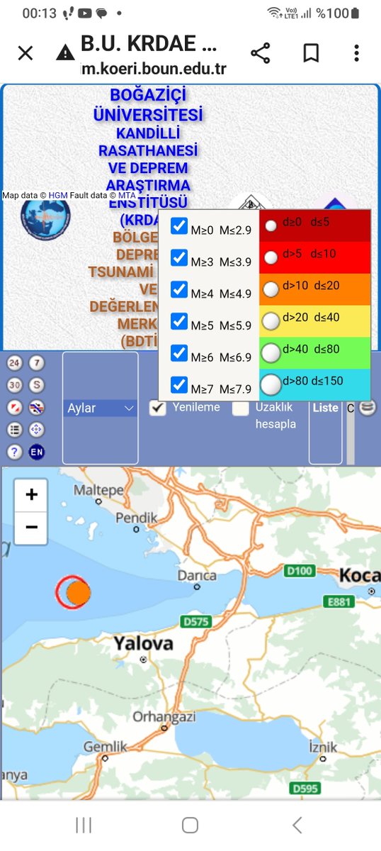 23.57'de Yalova- Çinarcık'da M4,2 deprem 1999 Çınarcık kırığında oldu. Olağan bir gerginlik boşalması. Büyuk deprem beklemiyorum. İstanbul depremini öne çekmez. Sıkıntı yok.