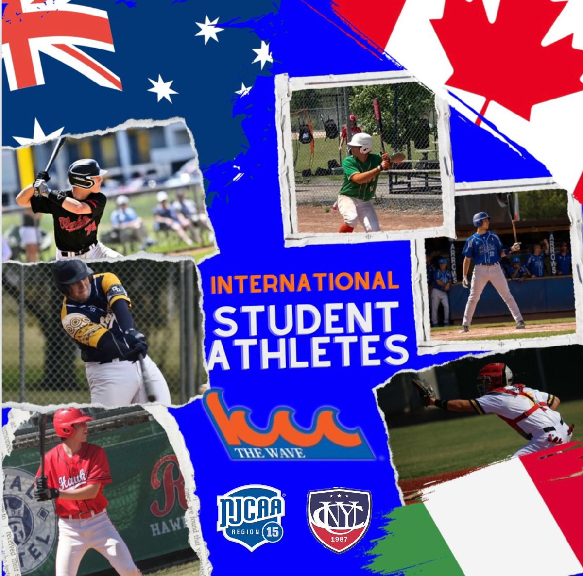 KCCWaveBaseball's tweet image. With the season just over 2 months away we’re ecstatic to have 6 international student athletes on our 2024 and 2025 rosters ! Welcome to Brooklyn !! 🇺🇸🌊
Eli Lewis - 🇦🇺 
Sam Lee - 🇦🇺
Stephen Pearson - 🇦🇺
Colby Sararas - 🇨🇦 
Nick Fancellu - 🇮🇹
Filippo Venditti - 🇮🇹