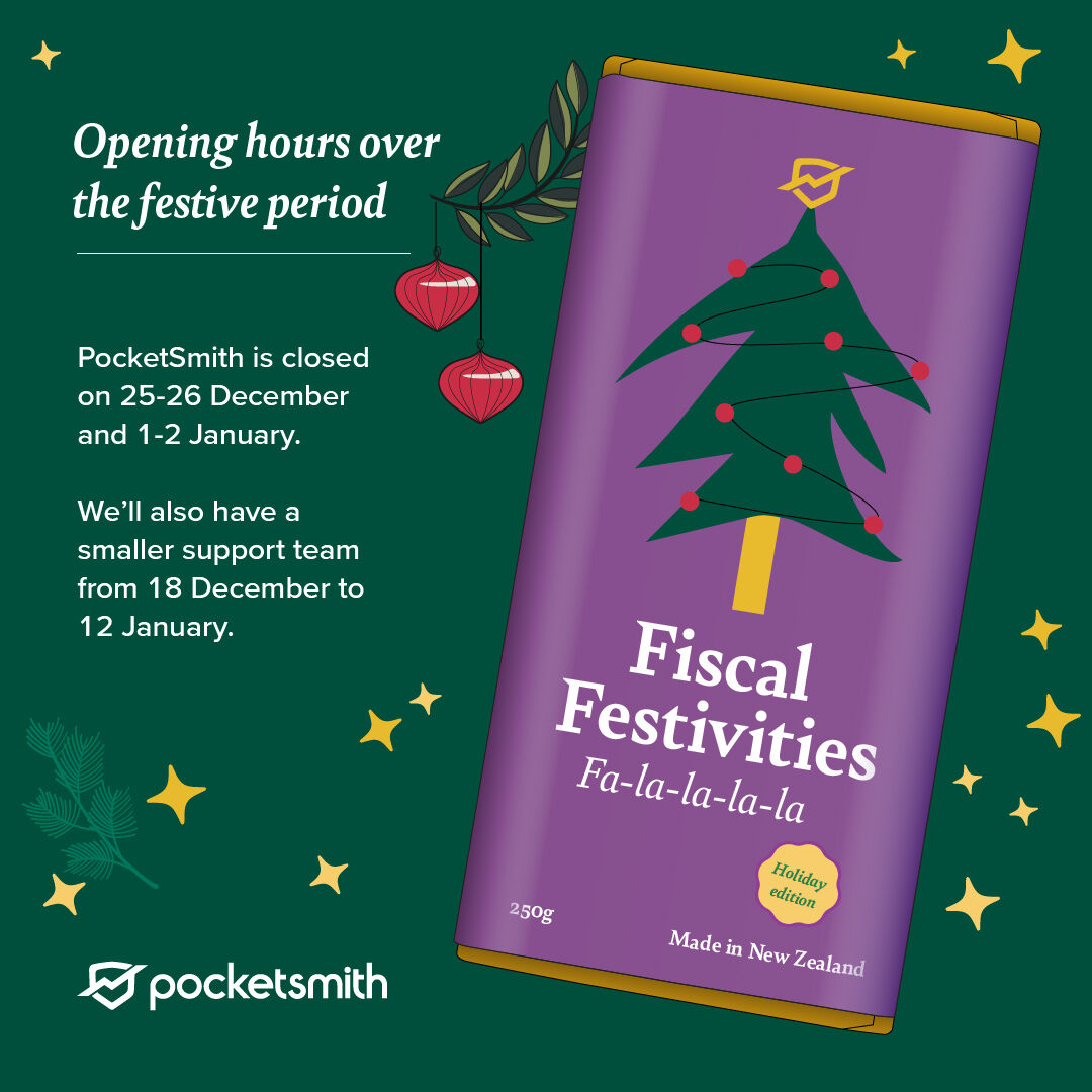 🎉 Holiday Heads-Up from PocketSmith! 🎉

🗓️ Reduced Support: Dec 18 - Jan 12. Replies may take a bit longer than usual.

We're closed:
🎄 Dec 25-26
🥂 Jan 1-2

Back in full swing on Jan 15, 2024! Ready to help you achieve your financial goals 💪🏽

#HolidaySeason #CustomerSupport