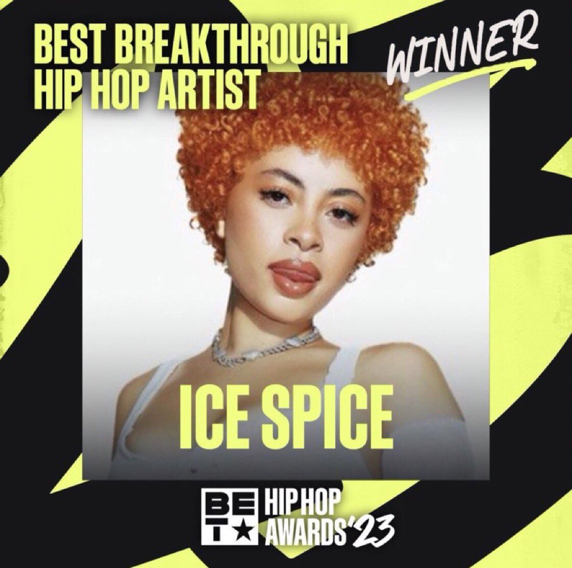 @icespicee_ Ice Spice wins Best Breakthrough Hiphop Artist at the #BET #hiphopawards