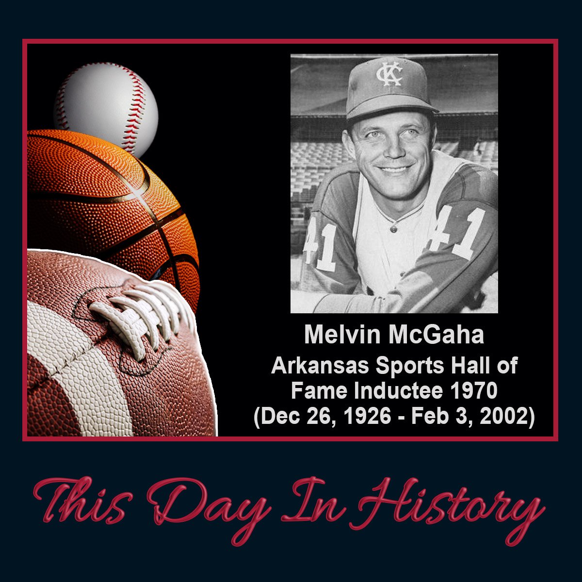 Mel is one of the most versatile athletes in Razorback history (letters in basketball/football/baseball). He played professionaly with the St. Louis Cardinals, New York Knicks, head basketball coach at Arkansas A&M for two seasons. ASHOF 1970. @RazorbackFB @Cardinals @nyknicks