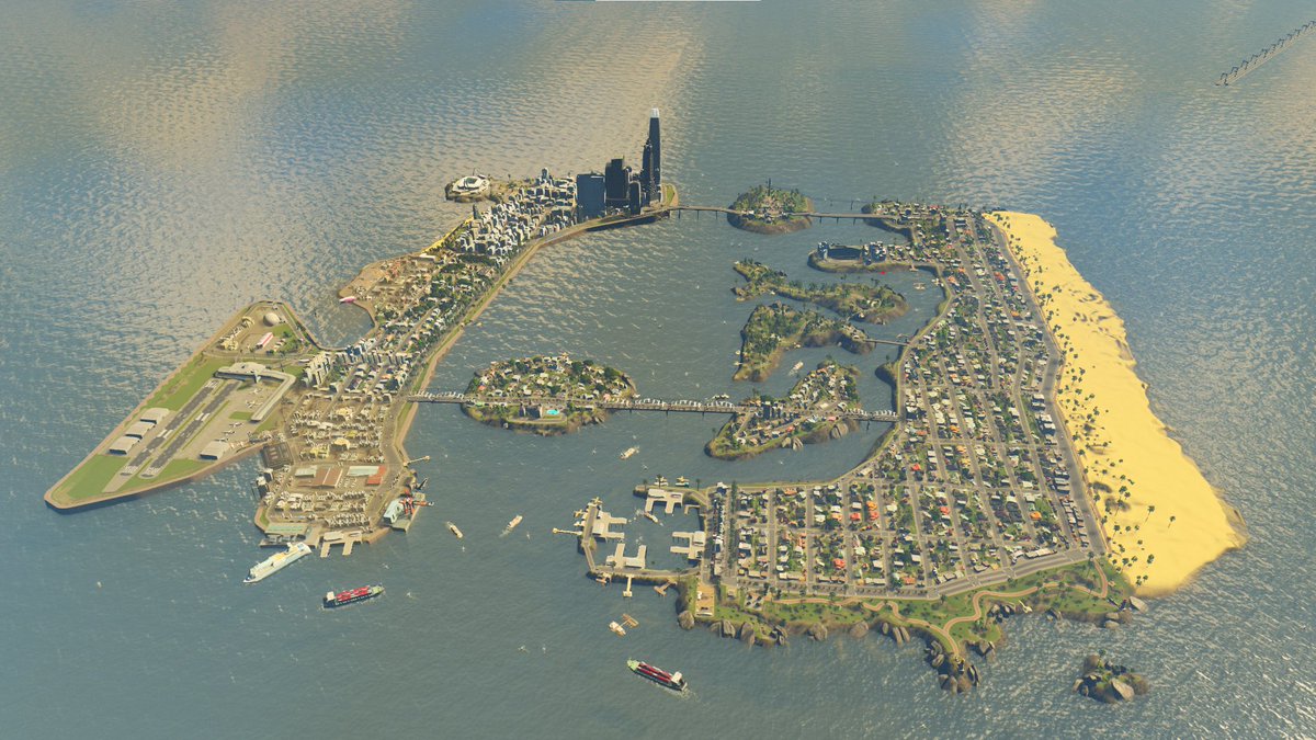 GTAVInewz's tweet photo. GTA Vice City inspired map made in Cities Skylines 🔥 https://t.co/3vqf7Ohy2P