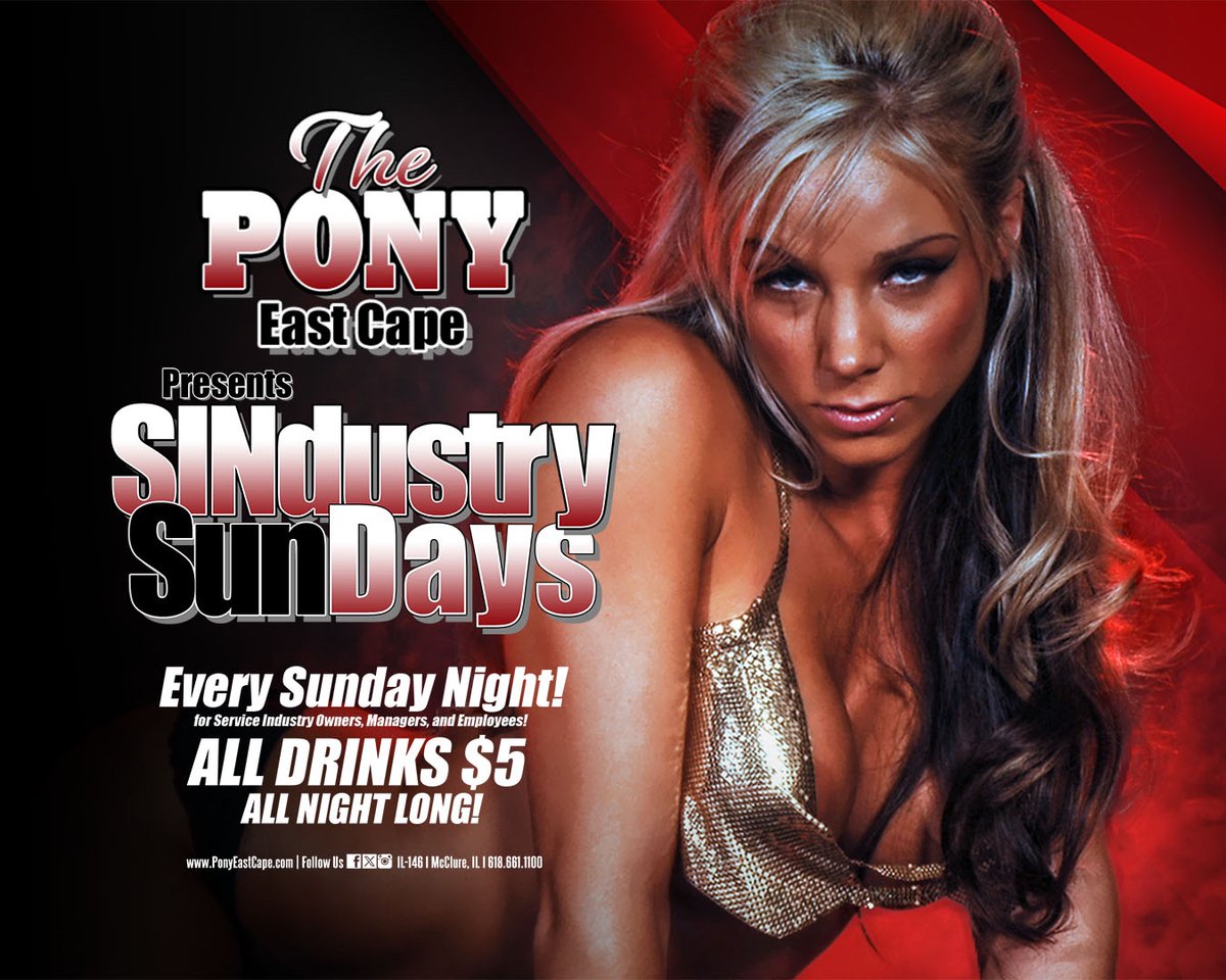 SUNDAYS ARE FOR SINNERS!
$5 Drinks ALL NIGHT for all Service Industry Personnel at @theeastcapepony
.
.
.
#sindustry #sinners #serviceindustrynight #sindustrynight #thepony #eastcape #capegirardeau #ponyAF #stripclub