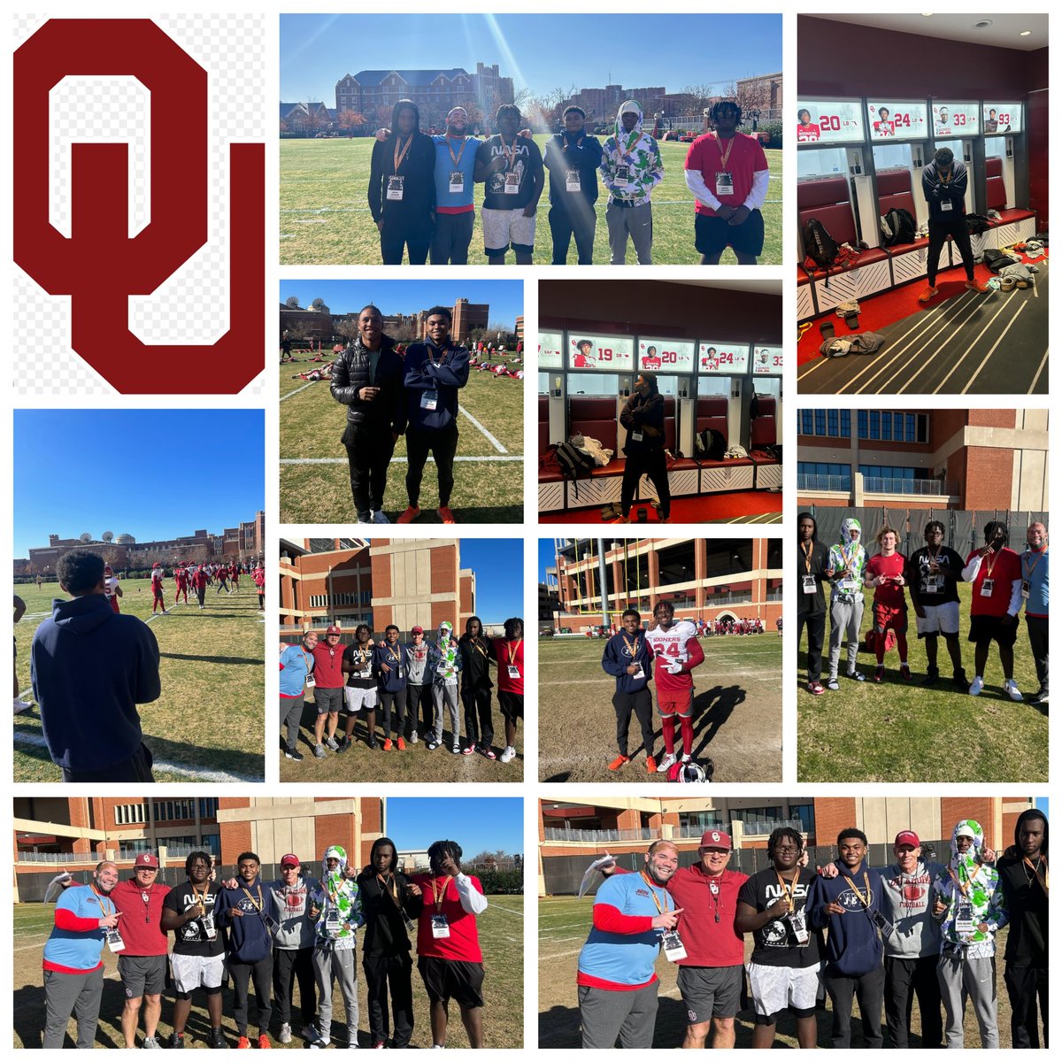 'Thank you Coach Roof and Coach Venables for the invite to OU's practice. Had a great time catching up with old teammates and bonding with new ones. Shoutout to Coach Runnels for bringing us together and sharing some amazing memories. 🏈 #BoomerSooner #FootballFamily'