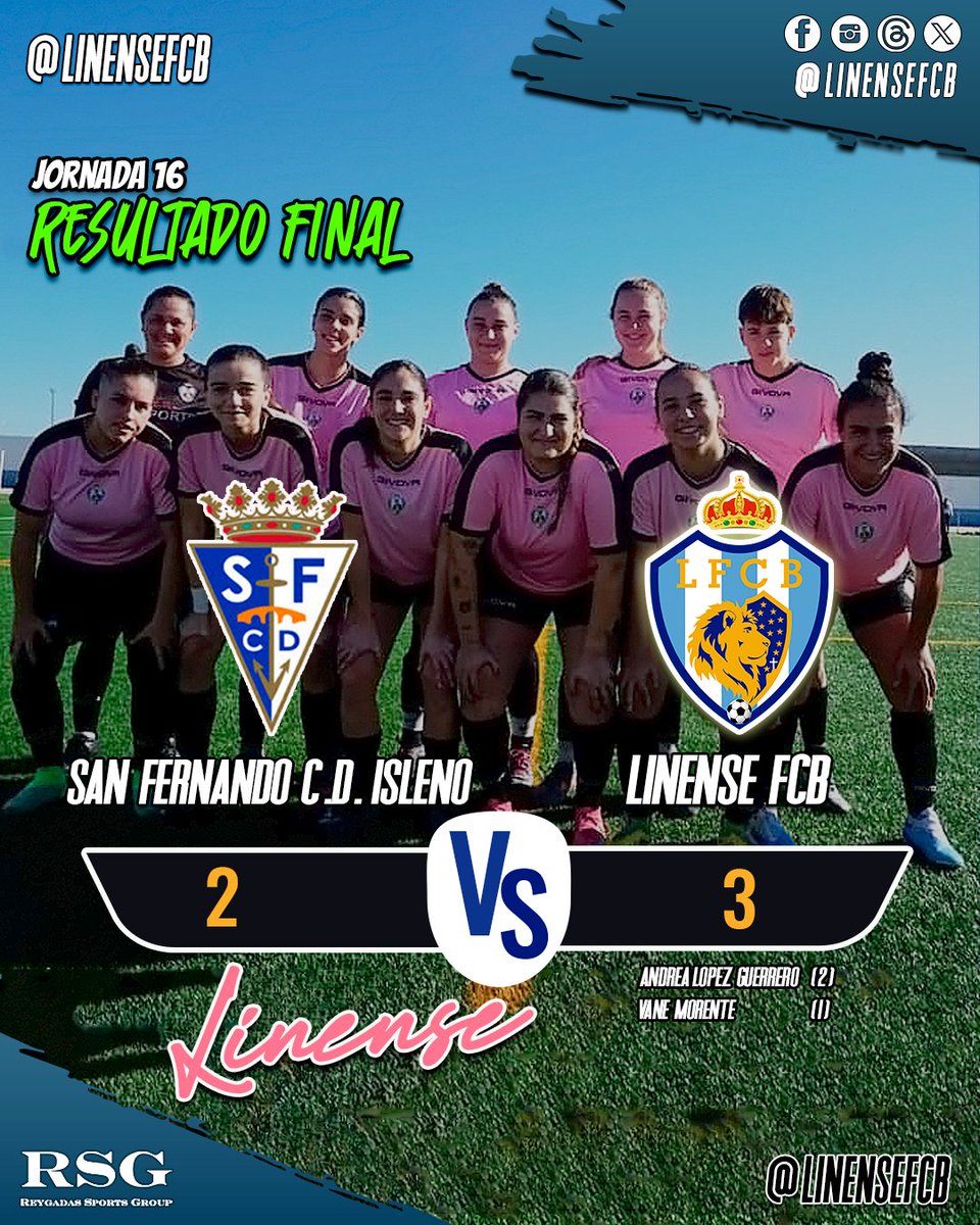 ¡Triunfo vibrante de LinenseFCB! 🌟💙 Con un marcador de 3-2 contra San Fernando C.D. Isleño, nuestras guerreras demostraron una vez más su dedicación y garra en la cancha. ⚽️💪🔵 ¡Felicidades a cada integrante por su entrega y determinación! 🏆💙 #VictoriaLinenseFCB #Linense🚀