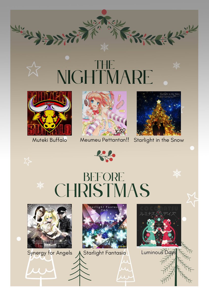 Our Holiday Raffle is here! 🎁 Play either set (or both to enter twice!) for a chance to win a gift card! Set songs must be played together, but can be played on any difficulty, singles or doubles!

Scores are accepted until 12/31/23-23:59 PST.

Happy Holidays &amp; good luck! ✨🎄🏴