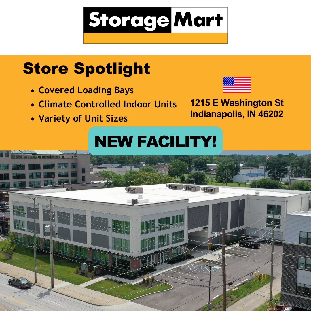 StorageMart on X: "We are bringing easy, secure storage solutions to Indianapolis, IN with our new facility located at 1215 E Washington St. Learn more and rent your space online today by