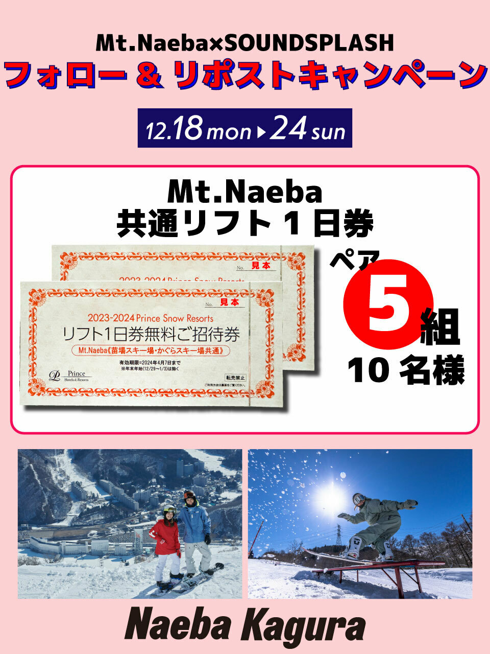 苗場スキー場・かぐらスキー場どちらか1日券2枚綴り2組送料込み - 施設