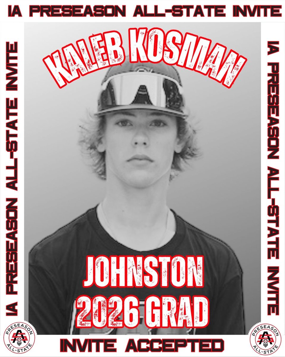 Prep Baseball Iowa (@prepbaseballia) on Twitter photo 𝟐𝟎𝟐𝟒 𝐈𝐀 𝐏𝐫𝐞𝐬𝐞𝐚𝐬𝐨𝐧 𝐀𝐥𝐥-𝐒𝐭𝐚𝐭𝐞
Kaleb Kosman ➡️ 𝘐𝘯𝘷𝘪𝘵𝘦 𝘈𝘤𝘤𝘦𝘱𝘵𝘦𝘥
✖️: @kosmankaleb16
⚾: SS
🎓: 2026
📚: <a href="/JohnstonDragons/">Johnston Baseball</a>
#IAPreseasonAS24
👤: loom.ly/XYosNcY 𝟐𝟎𝟐𝟒 𝐈𝐀 𝐏𝐫𝐞𝐬𝐞𝐚𝐬𝐨𝐧 𝐀𝐥𝐥-𝐒𝐭𝐚𝐭𝐞
Kaleb Kosman ➡️ 𝘐𝘯𝘷𝘪𝘵𝘦 𝘈𝘤𝘤𝘦𝘱𝘵𝘦𝘥
✖️: @kosmankaleb16
⚾: SS
🎓: 2026
📚: <a href="/JohnstonDragons/">Johnston Baseball</a>
#IAPreseasonAS24
👤: loom.ly/XYosNcY