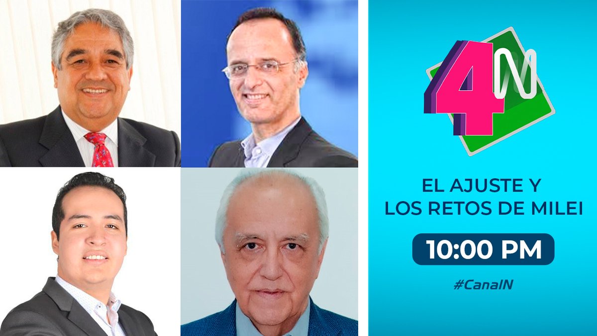 canalN_'s tweet photo. #CanalN
Esta noche a las 10:00 p. m. en #4alaN nos acompañarán como invitados:
- Luis Valdivieso, exministro de economía
- Francisco Belaúnde, internacionalista
- Mirko Vidal, politólogo
- Gonzalo Prialé, Infraestructura, Institucionalidad y Gestión (IIG) https://t.co/8GWOUHdU5s