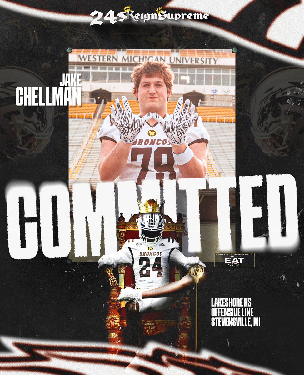Jake Chellman (@chellmanjake) on Twitter photo Committed. Thank you to everyone who has helped me throughout this process. Go Broncos!
<a href="/WMU_Football/">Western Michigan Football</a> <a href="/CoachTMendelson/">Trevor Mendelson</a> <a href="/CoachWillAhrens/">Coach Will Ahrens</a> <a href="/CoachLT39/">Lance Taylor</a> Committed. Thank you to everyone who has helped me throughout this process. Go Broncos!
<a href="/WMU_Football/">Western Michigan Football</a> <a href="/CoachTMendelson/">Trevor Mendelson</a> <a href="/CoachWillAhrens/">Coach Will Ahrens</a> <a href="/CoachLT39/">Lance Taylor</a>