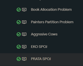 AnjaliS57610098's tweet image. 🚀 Day 26 of #100DaysOfCode: Nailed some tough DSA problems today – PRATA spoj and eko- SPOJ, and Aggressive Cows. 🤯💻 Loving the challenge and growth! #CodingJourney #SPOJ #DataStructures #Algorithms