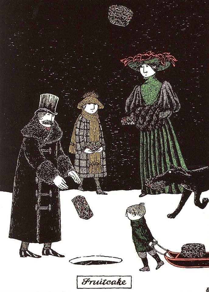 ThanatosArchive's tweet image. Fruitcake disposal, Edward Gorey