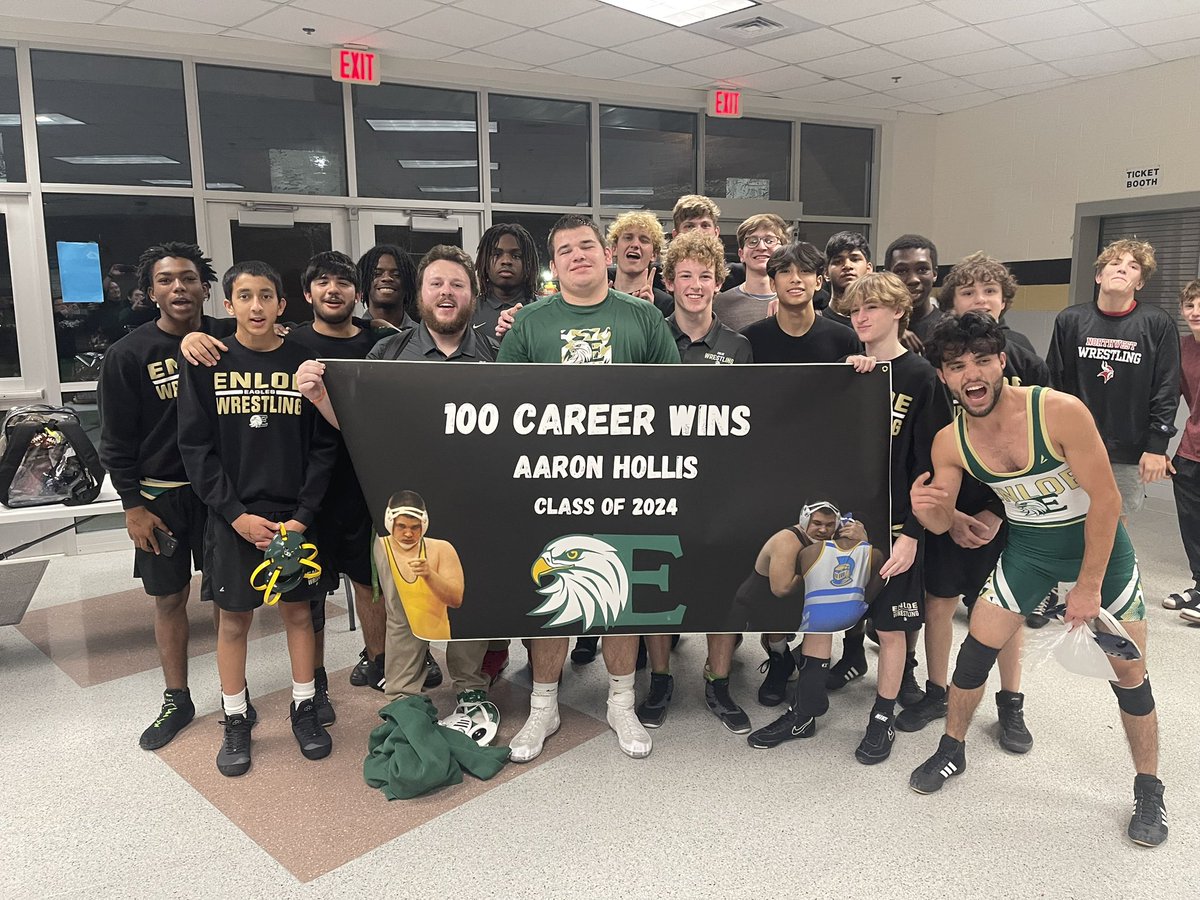 This Friday I won my 100th career wrestling match at the WRAL invitational and did it with my team by my side!!! #eaglepride #100winclub