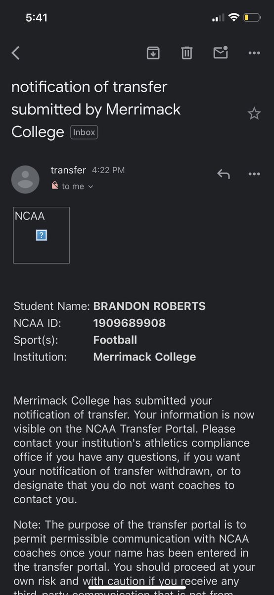 I have entered my name into the transfer portal with one year of eligibility remaining. 

All American 
All NEC 
32 Career Games 
51 Solo Tackles 
100 Total Tackles 
19 TFL’s
7 Sacks 
2 FR