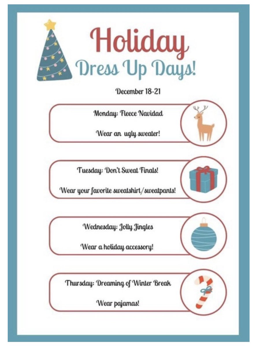 Holiday Dress Up Days this week!