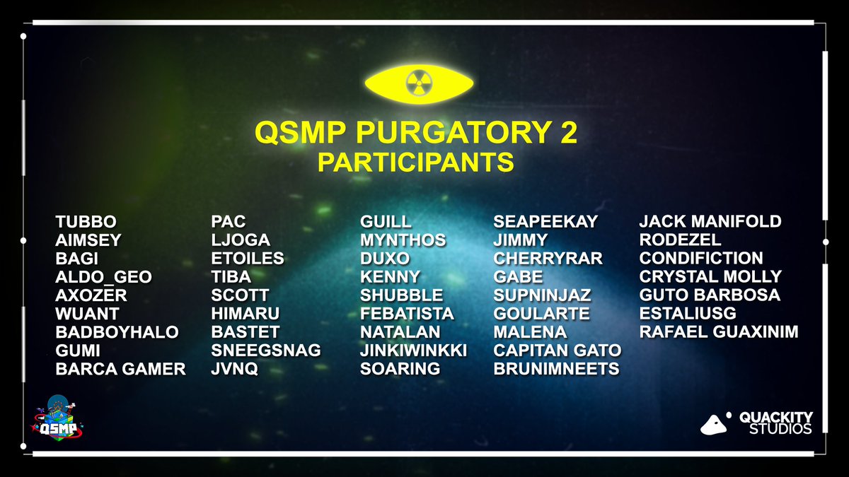 playqsmp's tweet photo. WELCOME TO QSMP PURGATORY 2, SINNERS 👁‍🗨 

DECEMBER 18TH - 22ND  

1PM PST

#QSMP #QSMPPurgatory2