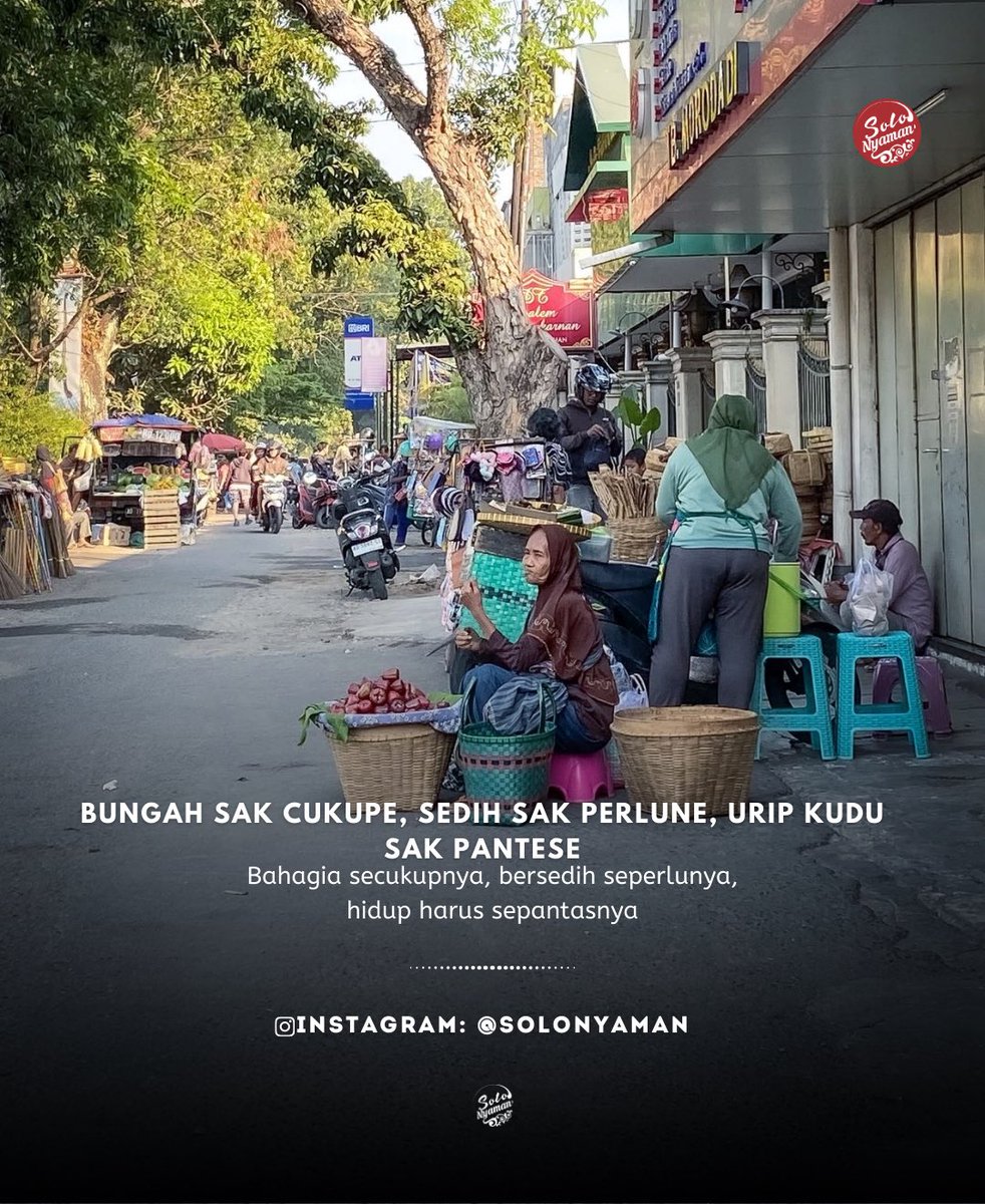 Bungah sak cukupe, Sedih sak perlune, urip kudu sak pantese.