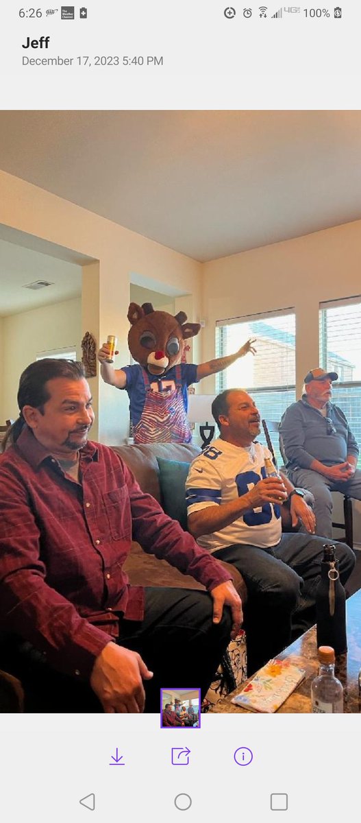 Hawkvet60's tweet photo. Rudolph aka my son Jeff trolls Dallas fans at a Cowboys party on Dallas.. 🤣🤣🤣 #BillsMafia https://t.co/CEu5hfar4n