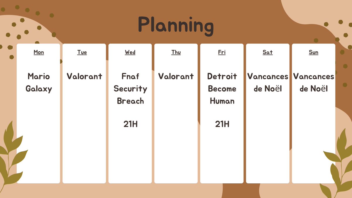 Planning avant Noël ! 🫡