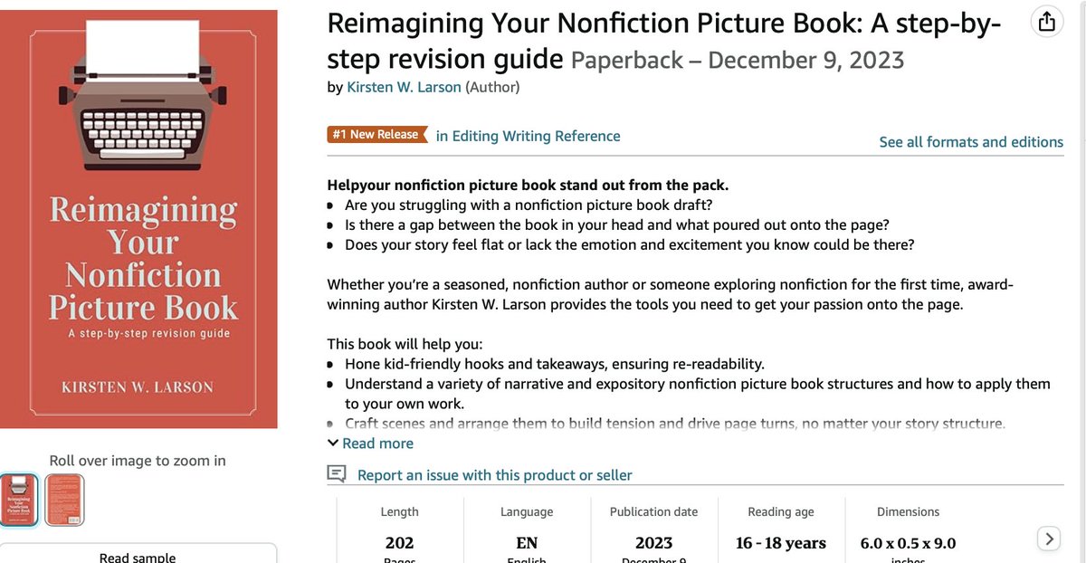 My latest book is here. #WritingCommunity, thanks for making it a #1 new release in three categories! Learn more about what's ahead for me, including book clubs, in this post. #kidslovenonfiction #amwriting #amrevising 

kirsten-w-larson.com/2023/12/17/now…