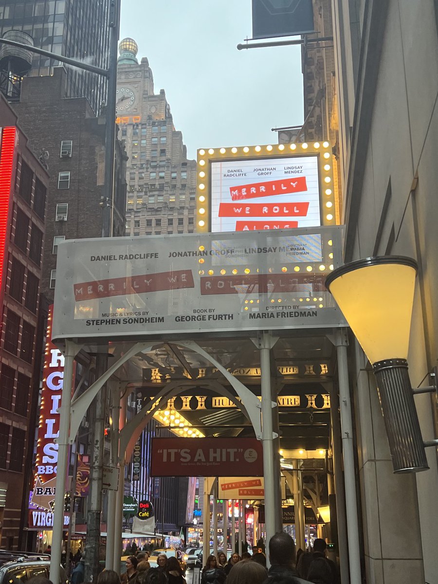 Sensational revival of Sondheim’s Merrily We Roll Along. Stellar cast led by Daniel Radcliffe. A must see. I first saw this show in 1981 as a medical student. It was a flop and played 10 performances. Now it is getting its due as one of Sondheim’s greatest shows.