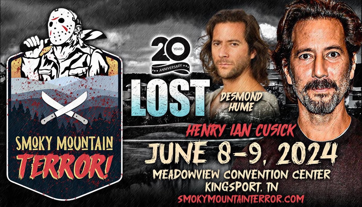 Come meet Ian at #SmokeyMountainTerror  con in Tennessee in June 2024! We’ll see you there! 
#HenryIanCusick #fanconvention #june