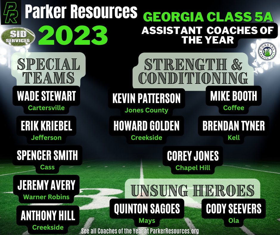 Congratulations to our 2023 Georgia High School Class 5A Special Teams Coordinators, Strength Coaches, and Unsung Heroes of the year! If you know them, tag them and congratulate them!