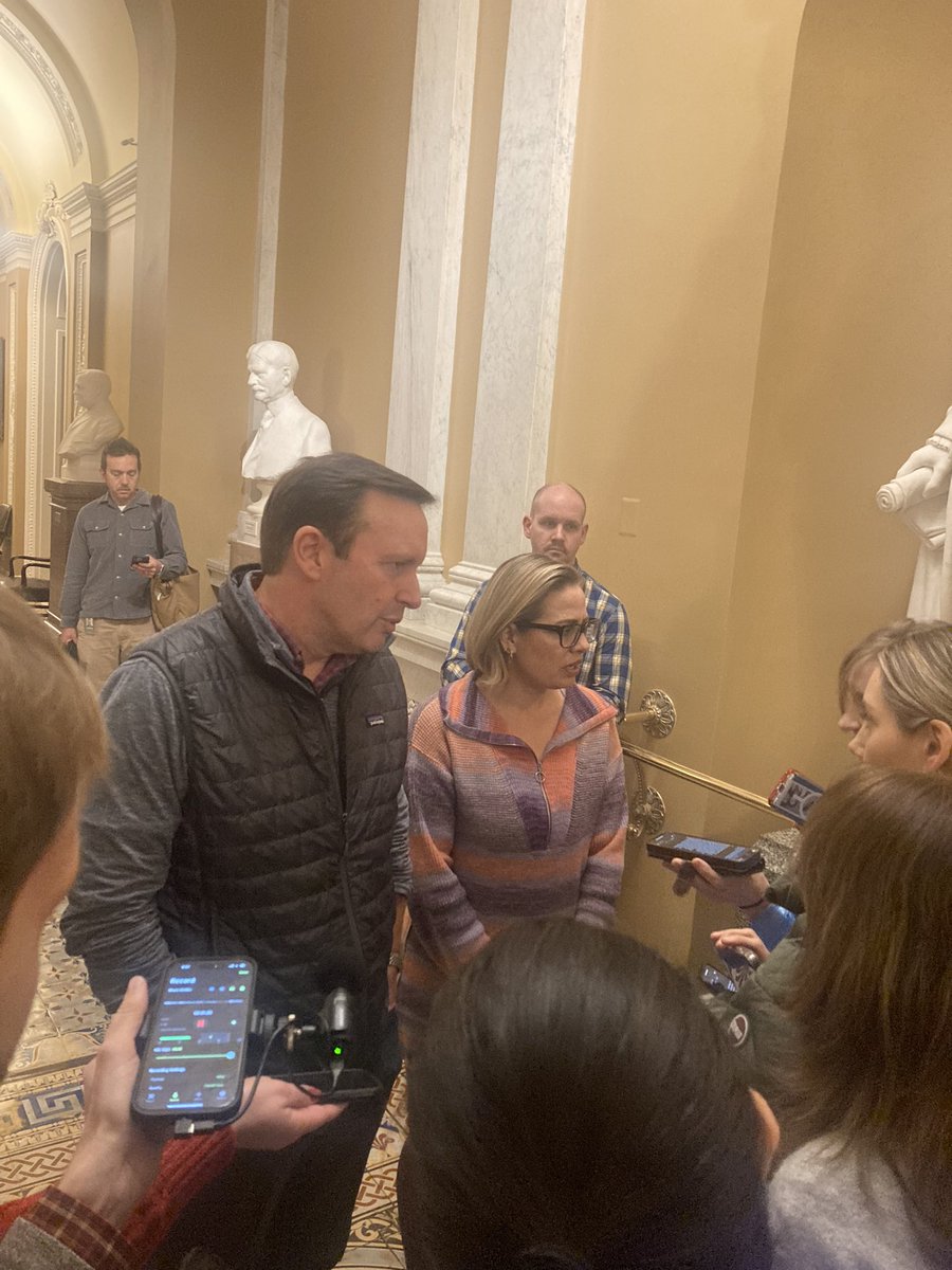 Senators wrapped up negotiations on border after about three hours. No deal being announced tonight but Sens. Murphy and Sinema say more progress made and they’ve closed out some parts of negotiations