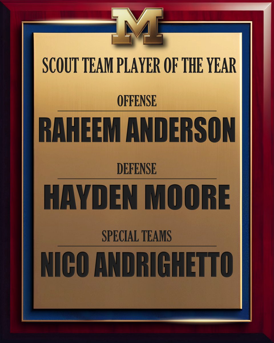 The hard work of this group has not gone unnoticed!

Raheem, Hayden, and Nico are our Scout Team Players of the Year!

#GoBlue