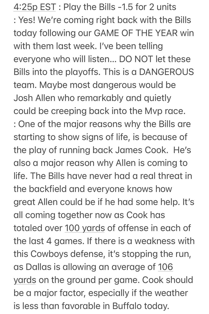 JFirestoneMPSC's tweet image. This may have been one of the easiest plays we’ve had all season. Had it nailed from the coin toss

Bills -1.5 : EASY WINNER💰💰

Thanks to everyone who joined us today. We’ve got one more BIG ONE to go

4 unit play : Ravens @ Jags on #SNF

$30

DM US NOW

#GamblingTwitter #NFL