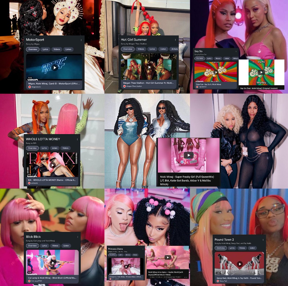This isn’t appreciated enough 🤌🏾🤧

Funny thing is, it’s always female rap unity female rap unity, yet Nicki Minaj has the most female rap collaborations in her discography 🤭
