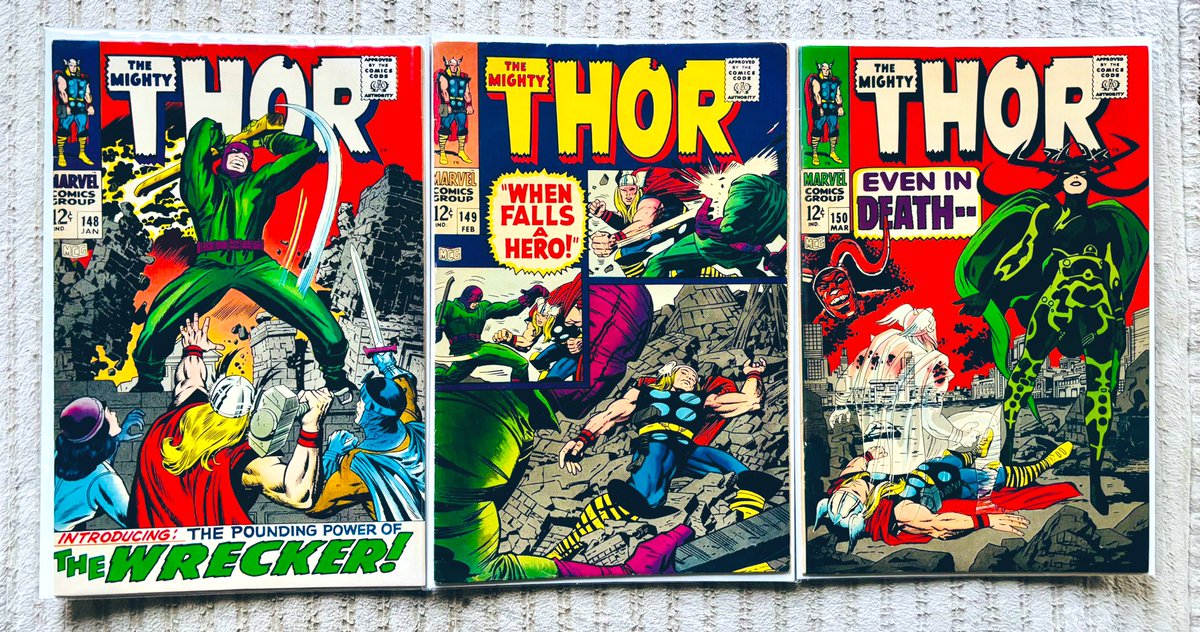DallanB's tweet image. Work has kept me busy, busy, busy, so yesterday I finally made it to my LCS for the 1st time in over a month. I left some gems behind, but I couldn’t leave without this terrifically triumphant triumvirate of the #MightyThor title.
The debut of… The Wrecker‼️