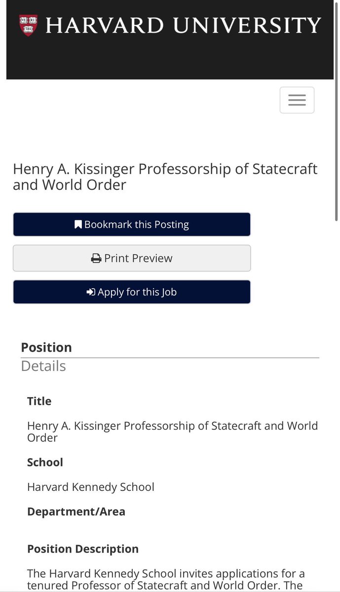 So there’s a new position at Harvard (you can’t make this up)