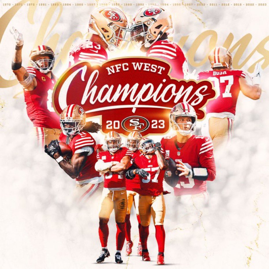 AdamSchefter's tweet photo. With today’s win over Arizona, the 49ers clinched the NFC West. https://t.co/oY3D2uQzum