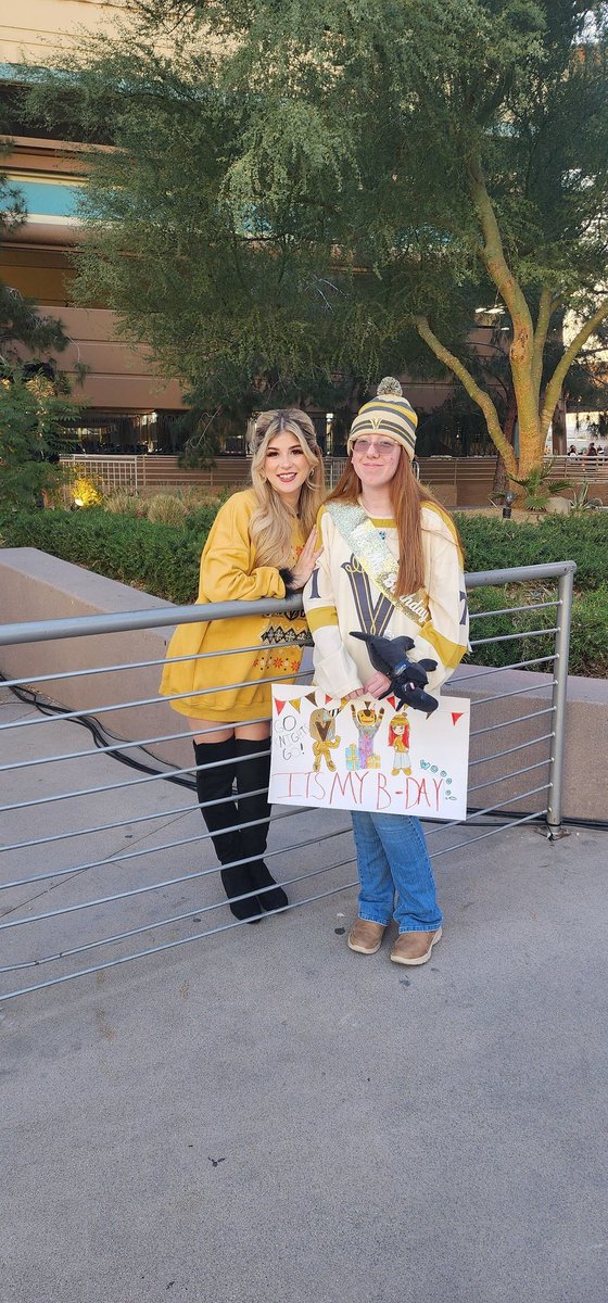 The one place Kenzie wanted to go for her birthday was the Golden Knights game. She got to say hi to her favorite in game announcer @MissKTMariee #GoKnightsGo #VegasBorn    #thegoldenage