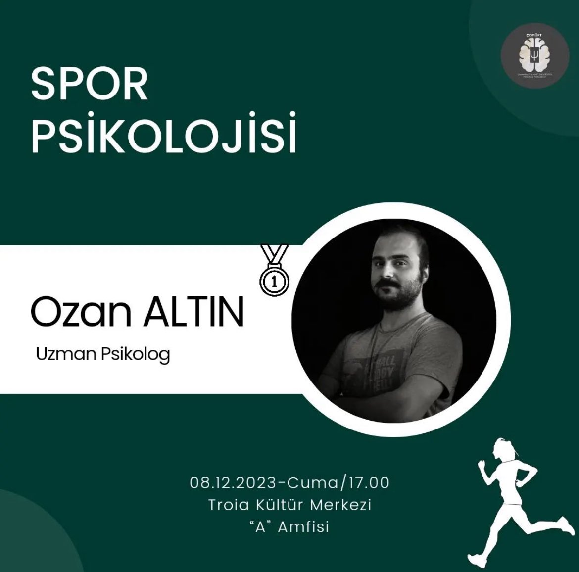 comupsyt's tweet photo. Uzman Psikolog Ozan Altın ile "Spor Psikolojisi" konusunda düzenlediğimiz seminerimiz, 8 Aralık Cuma günü, saat 17.00'da Troia Kültür Merkezi'nde gerçekleşmiştir. Katılan herkese teşekkür ederiz. ♥️ https://t.co/3kR8JF0UXK